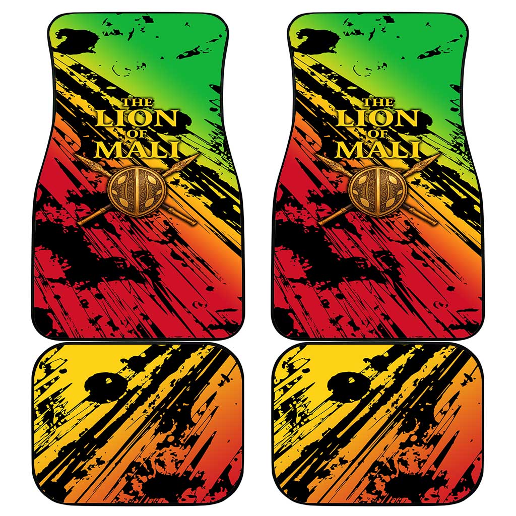 Sundiata Keita Car Mats with Regal Portrait, Lion of Mali Title and Bold Tribal Brushstroke Pattern - Wonder Print Shop