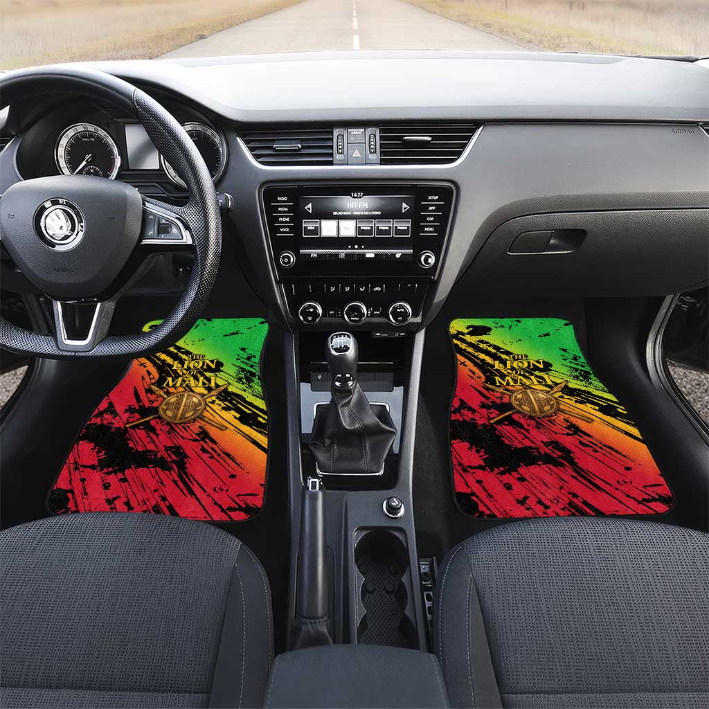Sundiata Keita Car Mats with Regal Portrait, Lion of Mali Title and Bold Tribal Brushstroke Pattern - Wonder Print Shop