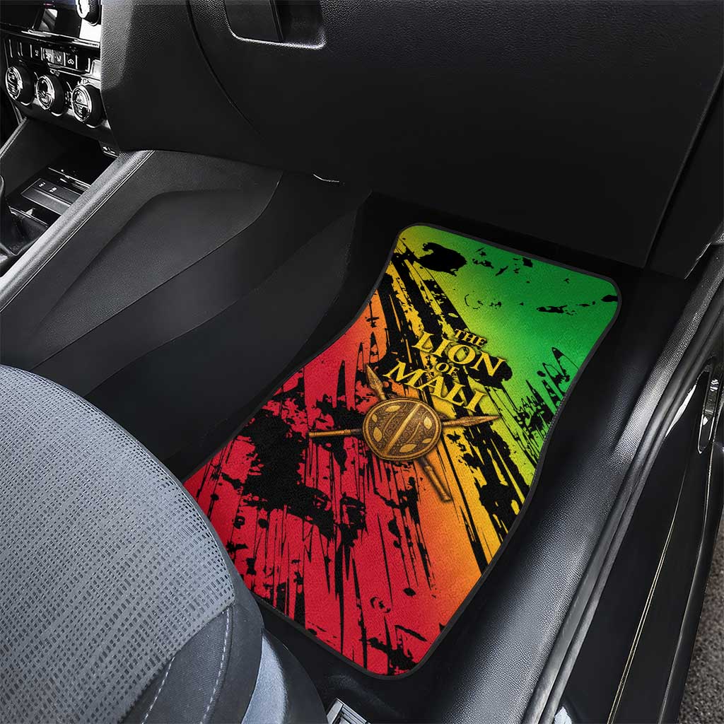 Sundiata Keita Car Mats with Regal Portrait, Lion of Mali Title and Bold Tribal Brushstroke Pattern - Wonder Print Shop