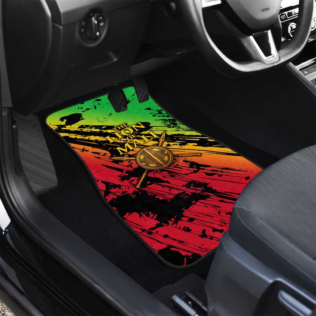 Sundiata Keita Car Mats with Regal Portrait, Lion of Mali Title and Bold Tribal Brushstroke Pattern - Wonder Print Shop
