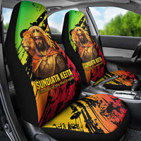 Sundiata Keita Car Seat Cover with Regal Portrait, Lion of Mali Title and Bold Tribal Brushstroke Pattern - Wonder Print Shop