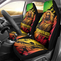 Sundiata Keita Car Seat Cover with Regal Portrait, Lion of Mali Title and Bold Tribal Brushstroke Pattern - Wonder Print Shop