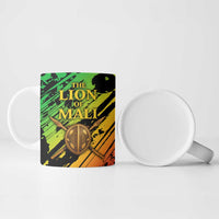 Sundiata Keita Ceramic Mug with Regal Portrait, Lion of Mali Title and Bold Tribal Brushstroke Pattern - Wonder Print Shop