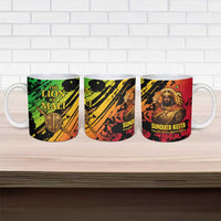 Sundiata Keita Ceramic Mug with Regal Portrait, Lion of Mali Title and Bold Tribal Brushstroke Pattern - Wonder Print Shop