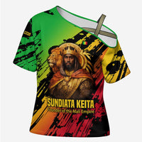 Sundiata Keita Cross Shoulder Shirt with Regal Portrait, Lion of Mali Title and Bold Tribal Brushstroke Pattern - Wonder Print Shop