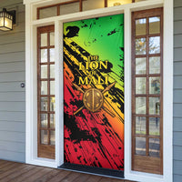 Sundiata Keita Door Cover with Regal Portrait, Lion of Mali Title and Bold Tribal Brushstroke Pattern - Wonder Print Shop