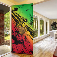 Sundiata Keita Door Cover with Regal Portrait, Lion of Mali Title and Bold Tribal Brushstroke Pattern - Wonder Print Shop