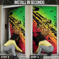 Sundiata Keita Door Cover with Regal Portrait, Lion of Mali Title and Bold Tribal Brushstroke Pattern - Wonder Print Shop