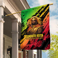Sundiata Keita Garden Flag with Regal Portrait, Lion of Mali Title and Bold Tribal Brushstroke Pattern - Wonder Print Shop