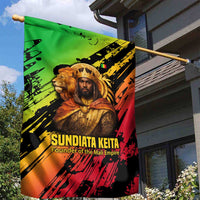 Sundiata Keita Garden Flag with Regal Portrait, Lion of Mali Title and Bold Tribal Brushstroke Pattern - Wonder Print Shop