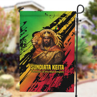 Sundiata Keita Garden Flag with Regal Portrait, Lion of Mali Title and Bold Tribal Brushstroke Pattern - Wonder Print Shop