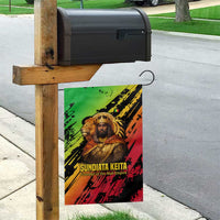 Sundiata Keita Garden Flag with Regal Portrait, Lion of Mali Title and Bold Tribal Brushstroke Pattern - Wonder Print Shop