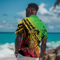 Sundiata Keita Hawaiian Shirt with Regal Portrait, Lion of Mali Title and Bold Tribal Brushstroke Pattern - Wonder Print Shop