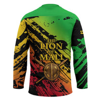 Sundiata Keita Hockey Jersey with Regal Portrait, Lion of Mali Title and Bold Tribal Brushstroke Pattern - Wonder Print Shop
