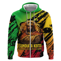 Sundiata Keita Hoodie with Regal Portrait, Lion of Mali Title and Bold Tribal Brushstroke Pattern - Wonder Print Shop