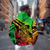 Sundiata Keita Hoodie with Regal Portrait, Lion of Mali Title and Bold Tribal Brushstroke Pattern - Wonder Print Shop