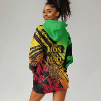 Sundiata Keita Hoodie Dress with Regal Portrait, Lion of Mali Title and Bold Tribal Brushstroke Pattern - Wonder Print Shop