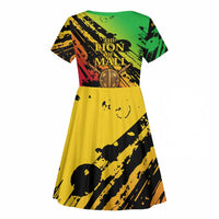 Sundiata Keita Kid Short Sleeve Dress with Regal Portrait, Lion of Mali Title and Bold Tribal Brushstroke Pattern - Wonder Print Shop