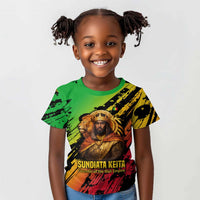 Sundiata Keita Kid T shirt with Regal Portrait, Lion of Mali Title and Bold Tribal Brushstroke Pattern - Wonder Print Shop