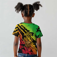 Sundiata Keita Kid T shirt with Regal Portrait, Lion of Mali Title and Bold Tribal Brushstroke Pattern - Wonder Print Shop