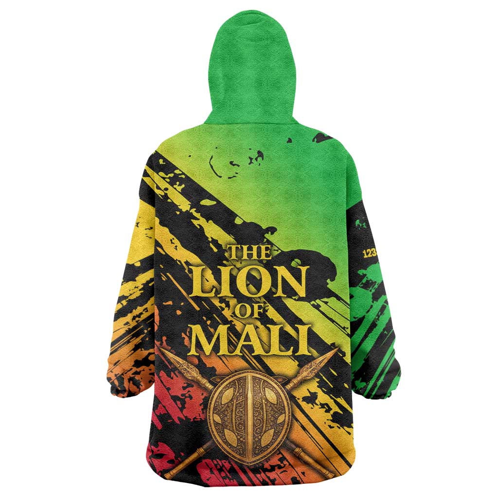 Sundiata Keita Kid Wearable Blanket Hoodie with Regal Portrait, Lion of Mali Title and Bold Tribal Brushstroke Pattern - Wonder Print Shop
