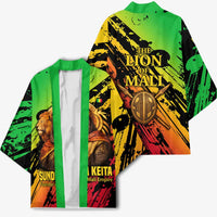 Sundiata Keita Kimono with Regal Portrait, Lion of Mali Title and Bold Tribal Brushstroke Pattern - Wonder Print Shop