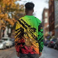 Sundiata Keita Long Sleeve Shirt with Regal Portrait, Lion of Mali Title and Bold Tribal Brushstroke Pattern - Wonder Print Shop