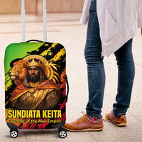Sundiata Keita Luggage Cover with Regal Portrait, Lion of Mali Title and Bold Tribal Brushstroke Pattern - Wonder Print Shop