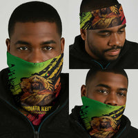 Sundiata Keita Neck Gaiter with Regal Portrait, Lion of Mali Title and Bold Tribal Brushstroke Pattern - Wonder Print Shop
