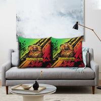 Sundiata Keita Pillow Cover with Regal Portrait, Lion of Mali Title and Bold Tribal Brushstroke Pattern - Wonder Print Shop