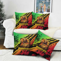 Sundiata Keita Pillow Cover with Regal Portrait, Lion of Mali Title and Bold Tribal Brushstroke Pattern - Wonder Print Shop