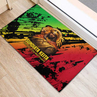 Sundiata Keita Rubber Doormat with Regal Portrait, Lion of Mali Title and Bold Tribal Brushstroke Pattern - Wonder Print Shop