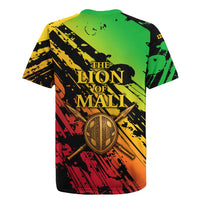 Sundiata Keita Rugby Jersey with Regal Portrait, Lion of Mali Title and Bold Tribal Brushstroke Pattern - Wonder Print Shop