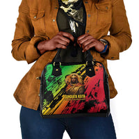 Sundiata Keita Shoulder Handbag with Regal Portrait, Lion of Mali Title and Bold Tribal Brushstroke Pattern - Wonder Print Shop