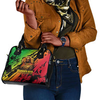 Sundiata Keita Shoulder Handbag with Regal Portrait, Lion of Mali Title and Bold Tribal Brushstroke Pattern - Wonder Print Shop