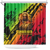 Sundiata Keita Shower Curtain with Regal Portrait, Lion of Mali Title and Bold Tribal Brushstroke Pattern - Wonder Print Shop