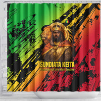 Sundiata Keita Shower Curtain with Regal Portrait, Lion of Mali Title and Bold Tribal Brushstroke Pattern - Wonder Print Shop