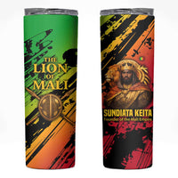 Sundiata Keita Skinny Tumbler with Regal Portrait, Lion of Mali Title and Bold Tribal Brushstroke Pattern - Wonder Print Shop