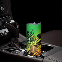 Sundiata Keita Skinny Tumbler with Regal Portrait, Lion of Mali Title and Bold Tribal Brushstroke Pattern - Wonder Print Shop