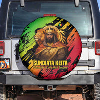 Sundiata Keita Spare Tire Cover with Regal Portrait, Lion of Mali Title and Bold Tribal Brushstroke Pattern - Wonder Print Shop
