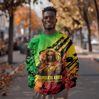 Sundiata Keita Sweatshirt with Regal Portrait, Lion of Mali Title and Bold Tribal Brushstroke Pattern - Wonder Print Shop