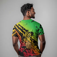 Sundiata Keita T shirt with Regal Portrait, Lion of Mali Title and Bold Tribal Brushstroke Pattern - Wonder Print Shop