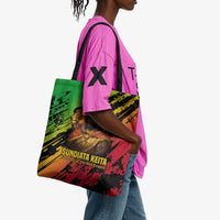 Sundiata Keita Tote Bag with Regal Portrait, Lion of Mali Title and Bold Tribal Brushstroke Pattern - Wonder Print Shop