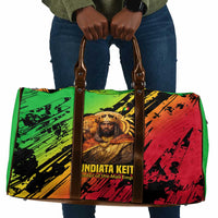 Sundiata Keita Travel Bag with Regal Portrait, Lion of Mali Title and Bold Tribal Brushstroke Pattern - Wonder Print Shop
