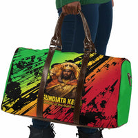 Sundiata Keita Travel Bag with Regal Portrait, Lion of Mali Title and Bold Tribal Brushstroke Pattern - Wonder Print Shop