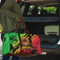 Sundiata Keita Travel Bag with Regal Portrait, Lion of Mali Title and Bold Tribal Brushstroke Pattern - Wonder Print Shop