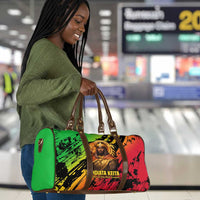 Sundiata Keita Travel Bag with Regal Portrait, Lion of Mali Title and Bold Tribal Brushstroke Pattern - Wonder Print Shop