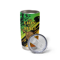 Sundiata Keita Tumbler Cup with Regal Portrait, Lion of Mali Title and Bold Tribal Brushstroke Pattern - Wonder Print Shop