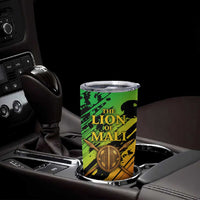 Sundiata Keita Tumbler Cup with Regal Portrait, Lion of Mali Title and Bold Tribal Brushstroke Pattern - Wonder Print Shop