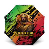 Sundiata Keita Umbrella with Regal Portrait, Lion of Mali Title and Bold Tribal Brushstroke Pattern - Wonder Print Shop